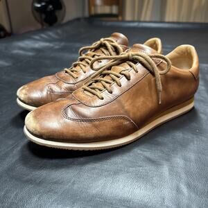 Santoni Brown Tan Leather Shoes Trainers Sneakers Mens 11 - 330